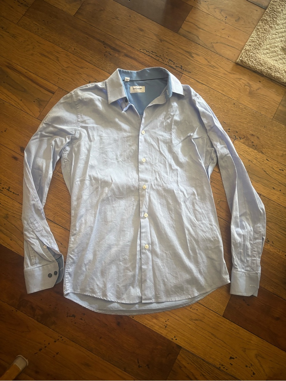 Duchamp London Men's Light Blue Patterned Slim Fit Long Sleeve Dress Shirt